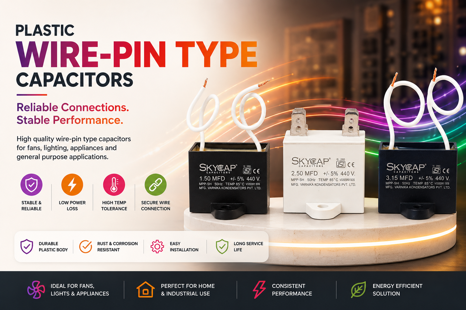 Home Plastic Wire - Pin type Capacitor