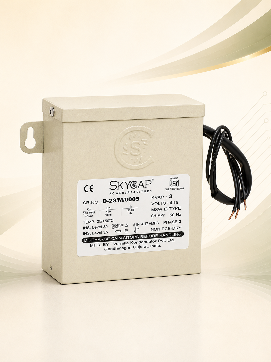 3 kvar capacitor metal body