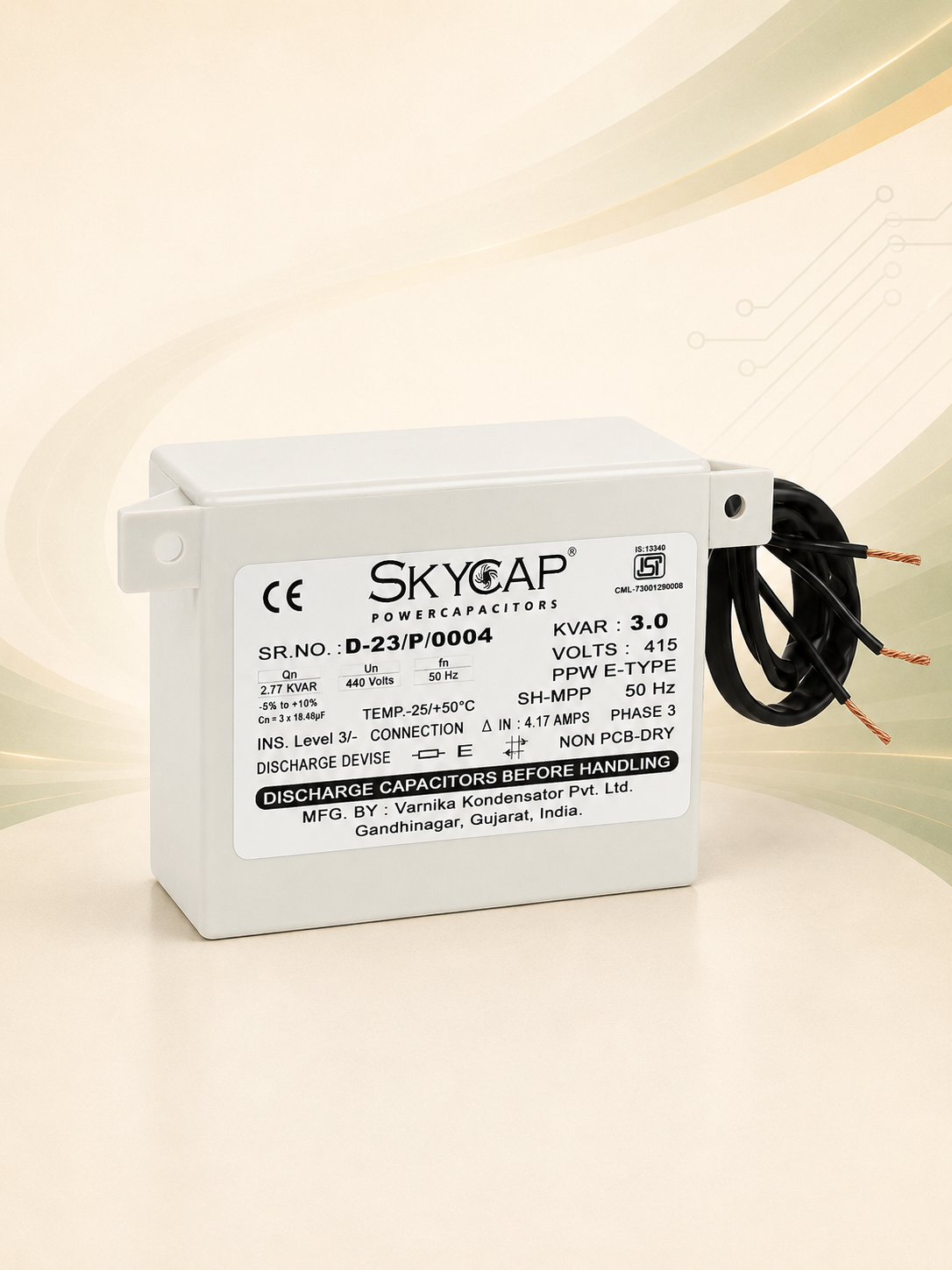 3 kvar capacitor plastic body
